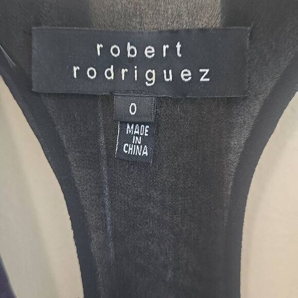 ROBERT RODRIGUEZ Purple and Black Printed Silk and Lace Trim Tank Dress,Nwot, 0 - Picture 7 of 9